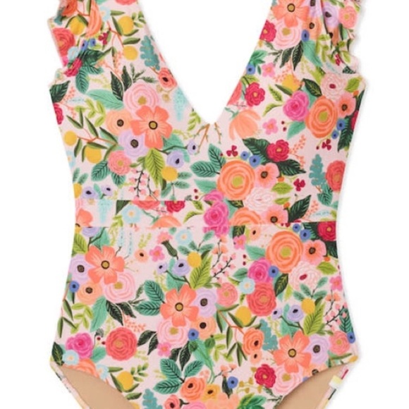 Summersalt Red and Pink One Piece Swimsuit Ruffle Back - Picture 4 of 5